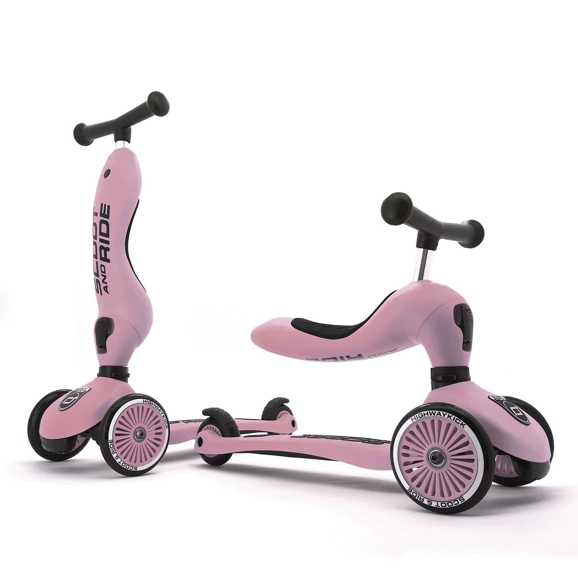 Scoot & Ride - 2-in-1 Ride-On & Stand Kids Scooter, Ages 1-5, Highwaykick 1 - Rose