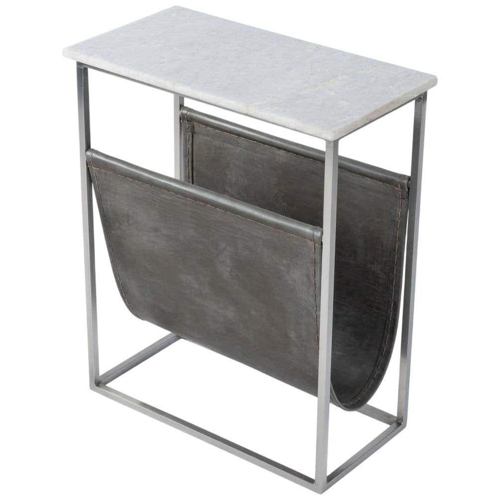Starlight Canyon Home - Modern Magazine Table with Marble Top, Metal Accent Side Table for Living Room - Off-White