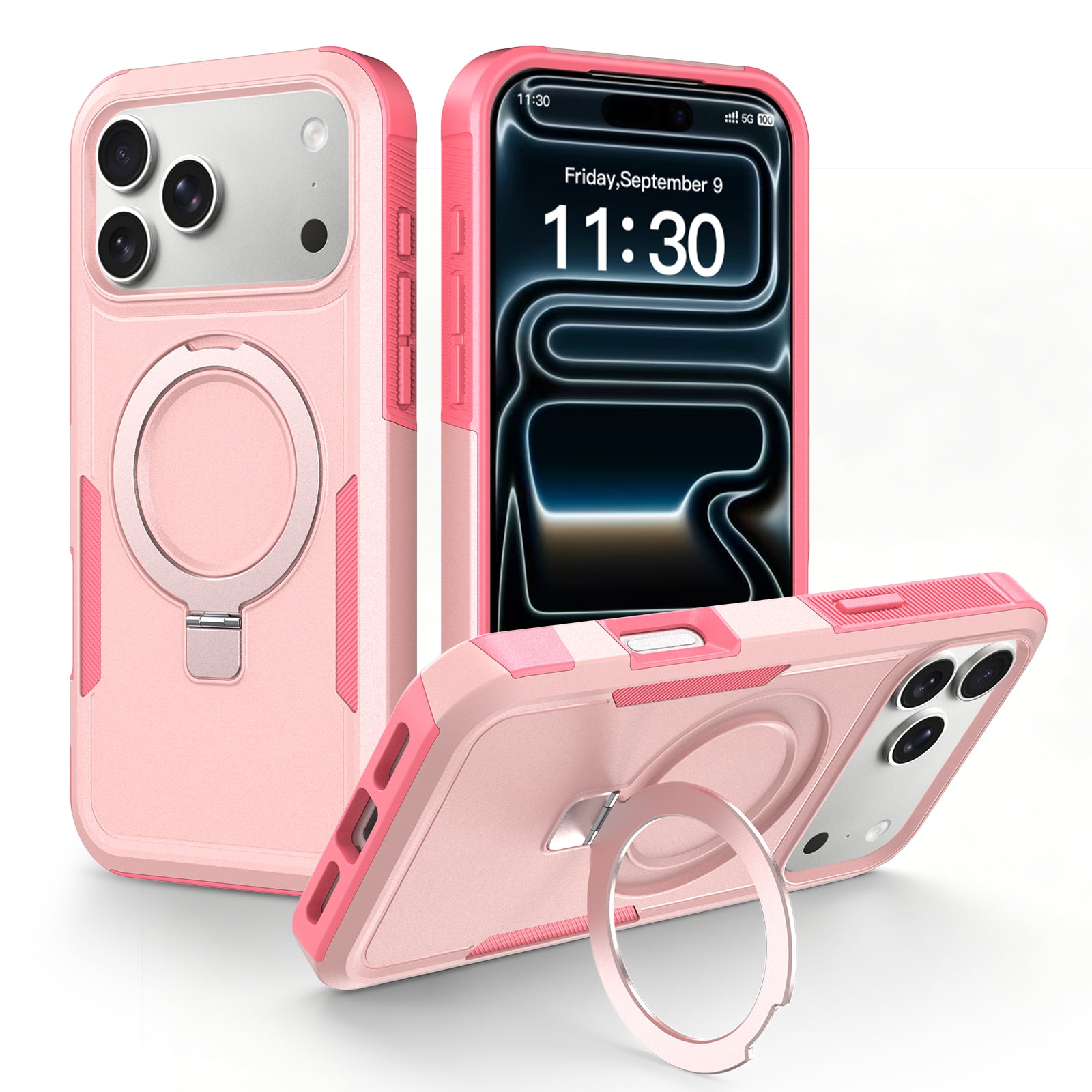 UUCOVER - Magnetic Case for iPhone 17 Pro,Shockproof TPU+PC Ring Stand Case Compatible with Mag Safe Rugged Protective Cover - Pink price history on PriceWatchPro