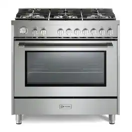 Verona - Prima 36" Gas Range with 5 Sealed Burners in Stainless Steel - Stainless Steel