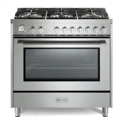 Front. Verona - Verona Prima 36" Gas Range with 5 Sealed Burners in Stainless Steel - Stainless Steel.