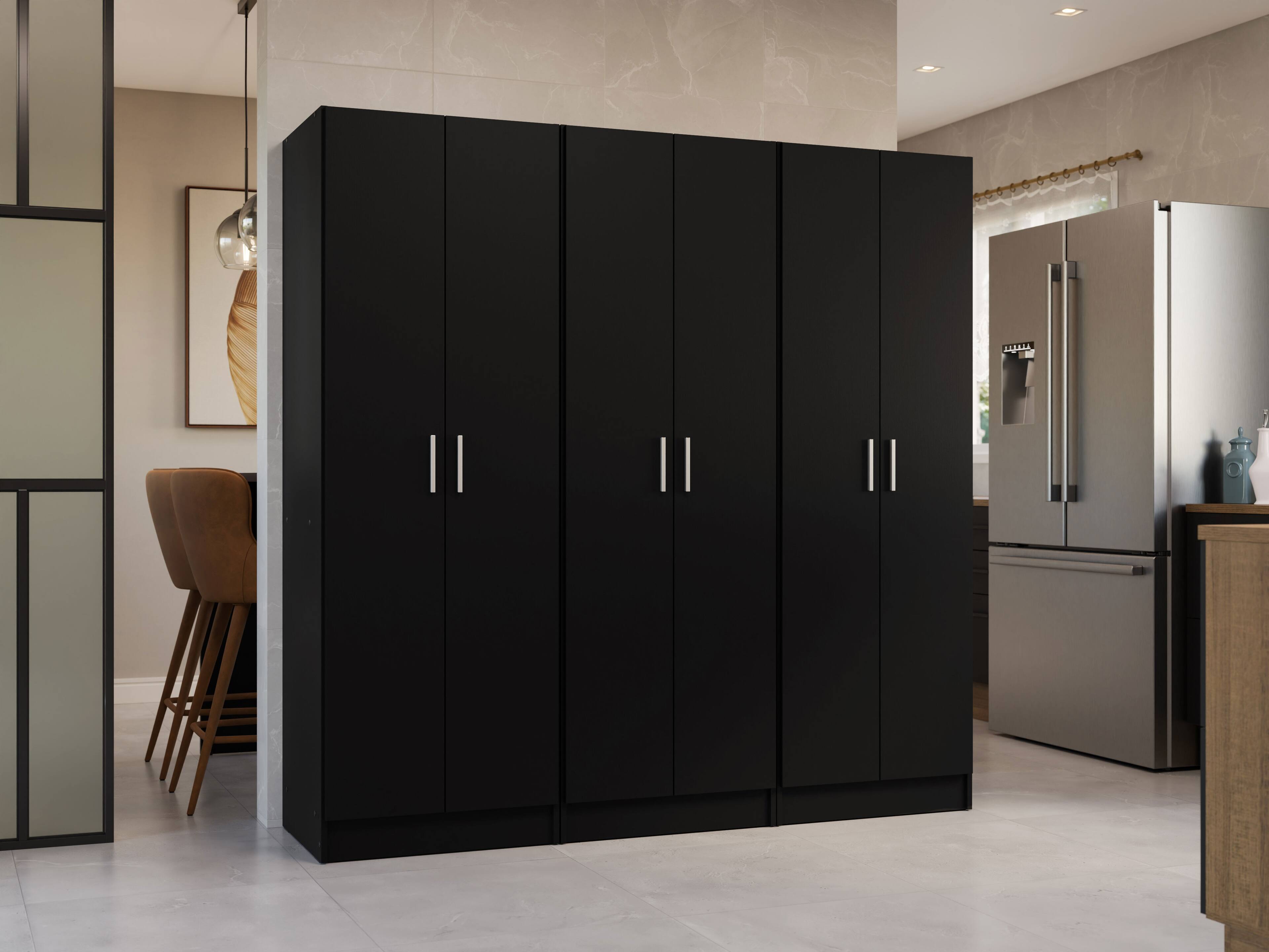 Alt View 5. Madesa - Madesa Kitchen Pantry Set Storage Cabinet 6 Doors 12 Utility Shelves 70"L Organization Unit for Kitchen - Black - Black.