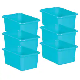 Teacher Created Resources - Teal Small Plastic Storage Bin, Pack of 6