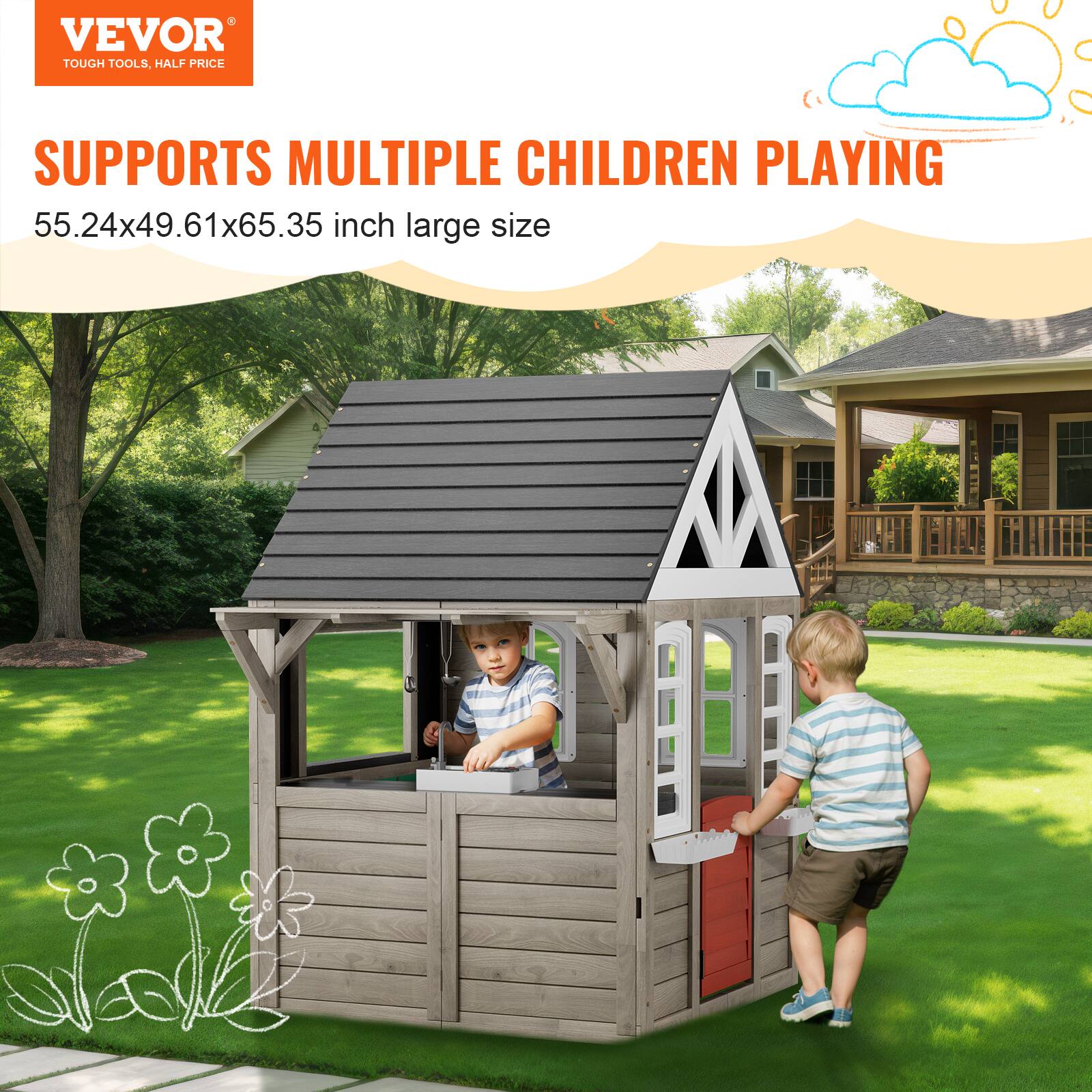 VEVOR  
TOUGH TOOLS, HALF PRICE  

SUPPORTS MULTIPLE CHILDREN PLAYING  

55.24x49.61x65.35 inch large size