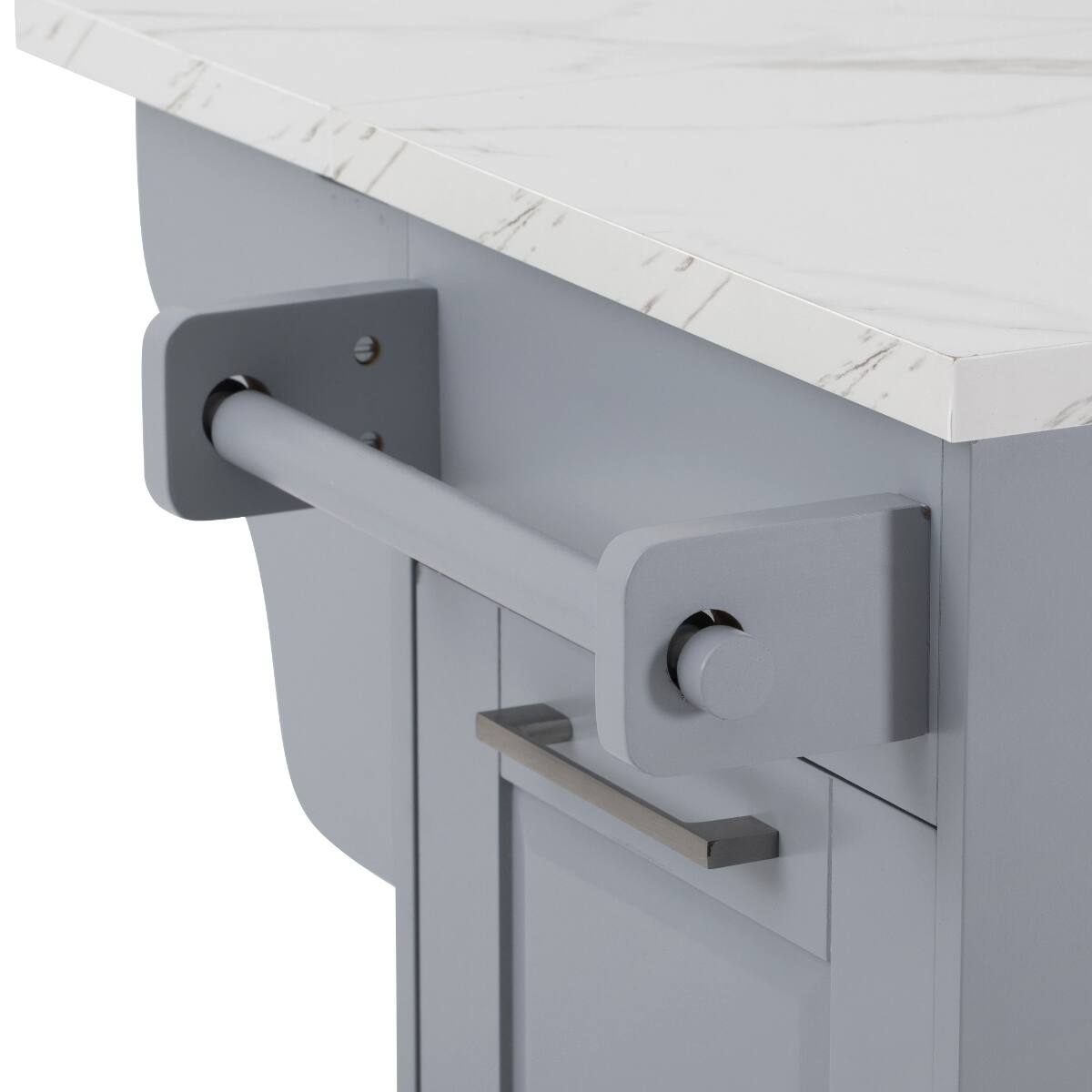 Alt View 3. Loheer - Loheer 50.7" Kitchen Island with Tilt Trash Can Cabinet, Rolling Kitchen Island with Drop Leaf, Grey Blue Kitchen Cart - Grey Blue.