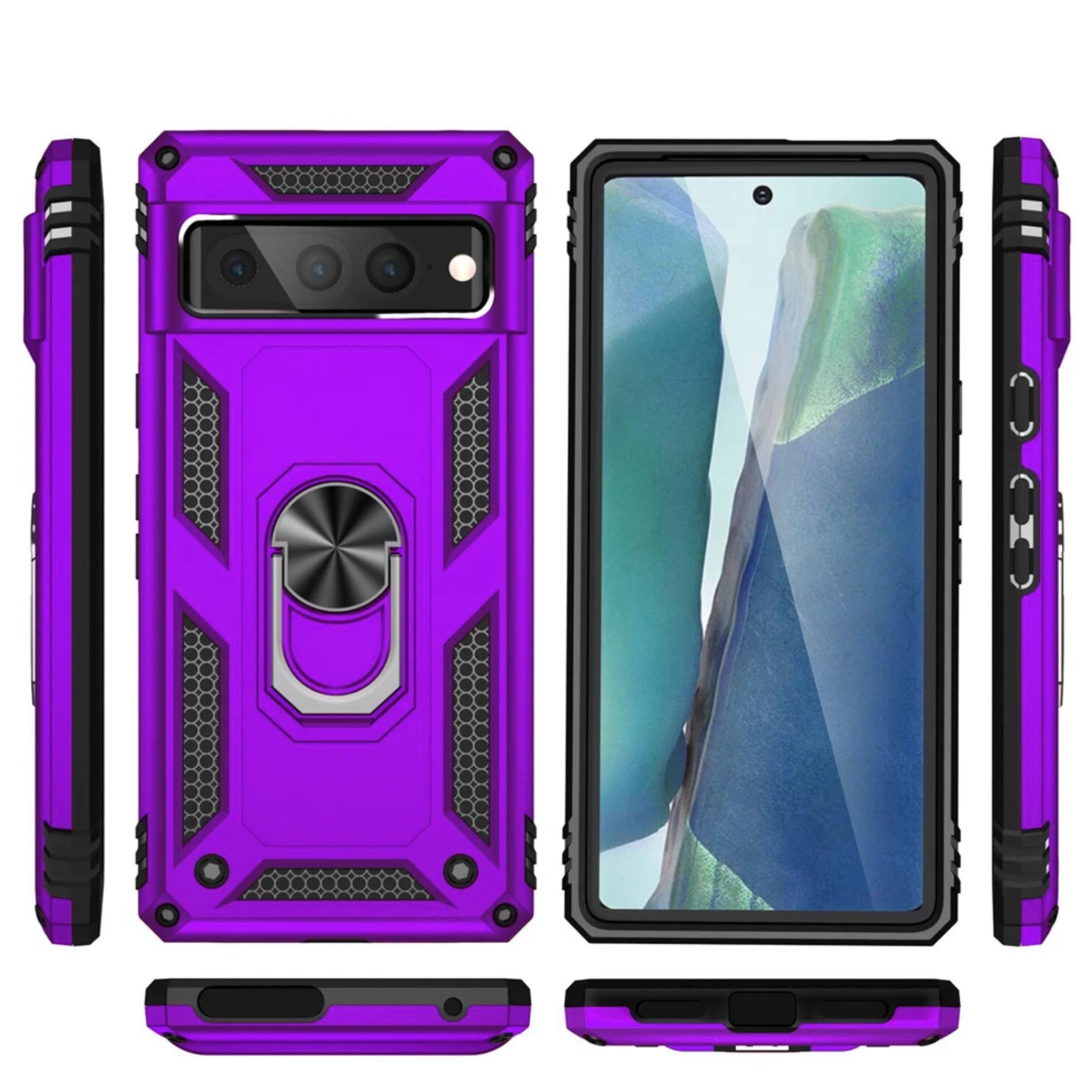 Angle. Kitcheniva - Phone Cover Shockproof With Tempered Glass For Google Pixel 7 Pro Purple - Purple.