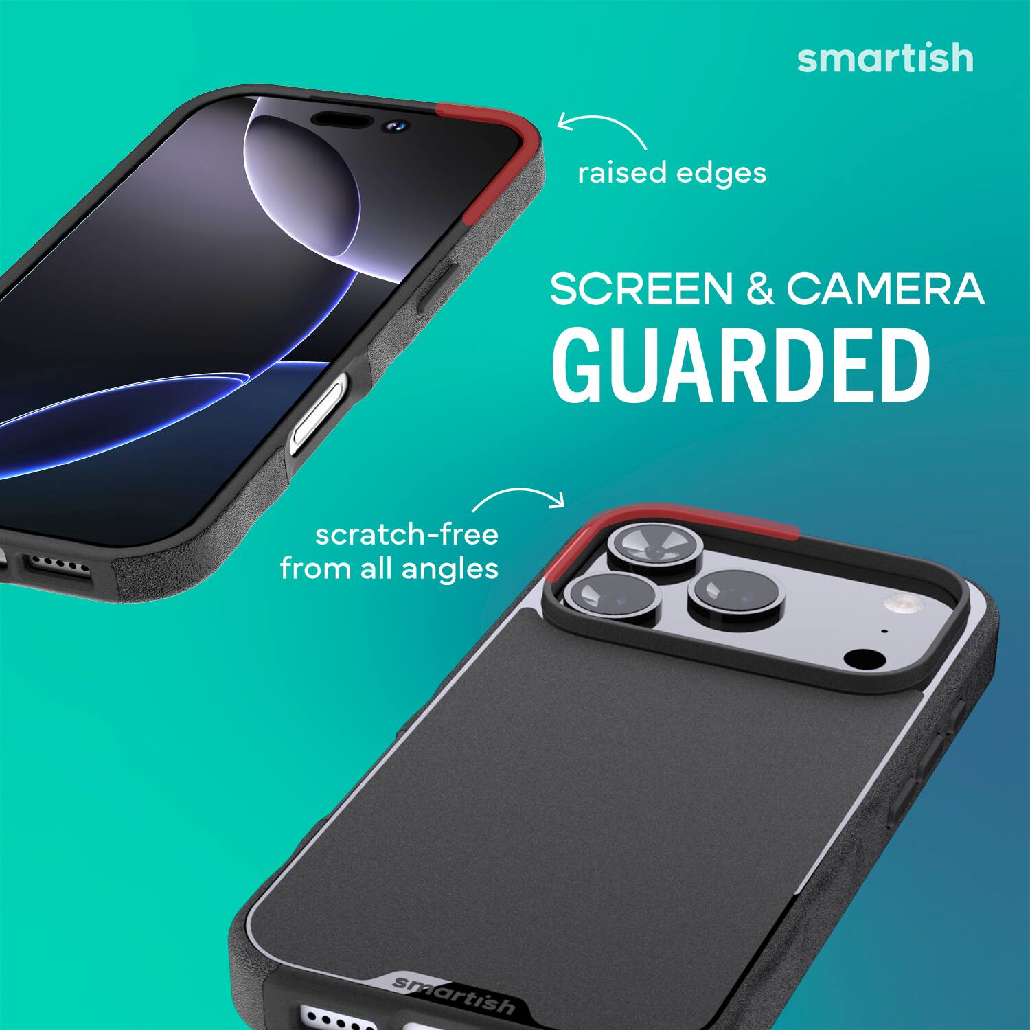 smartish raised edges SCREEN & CAMERA GUARDED scratch-free from all angles
