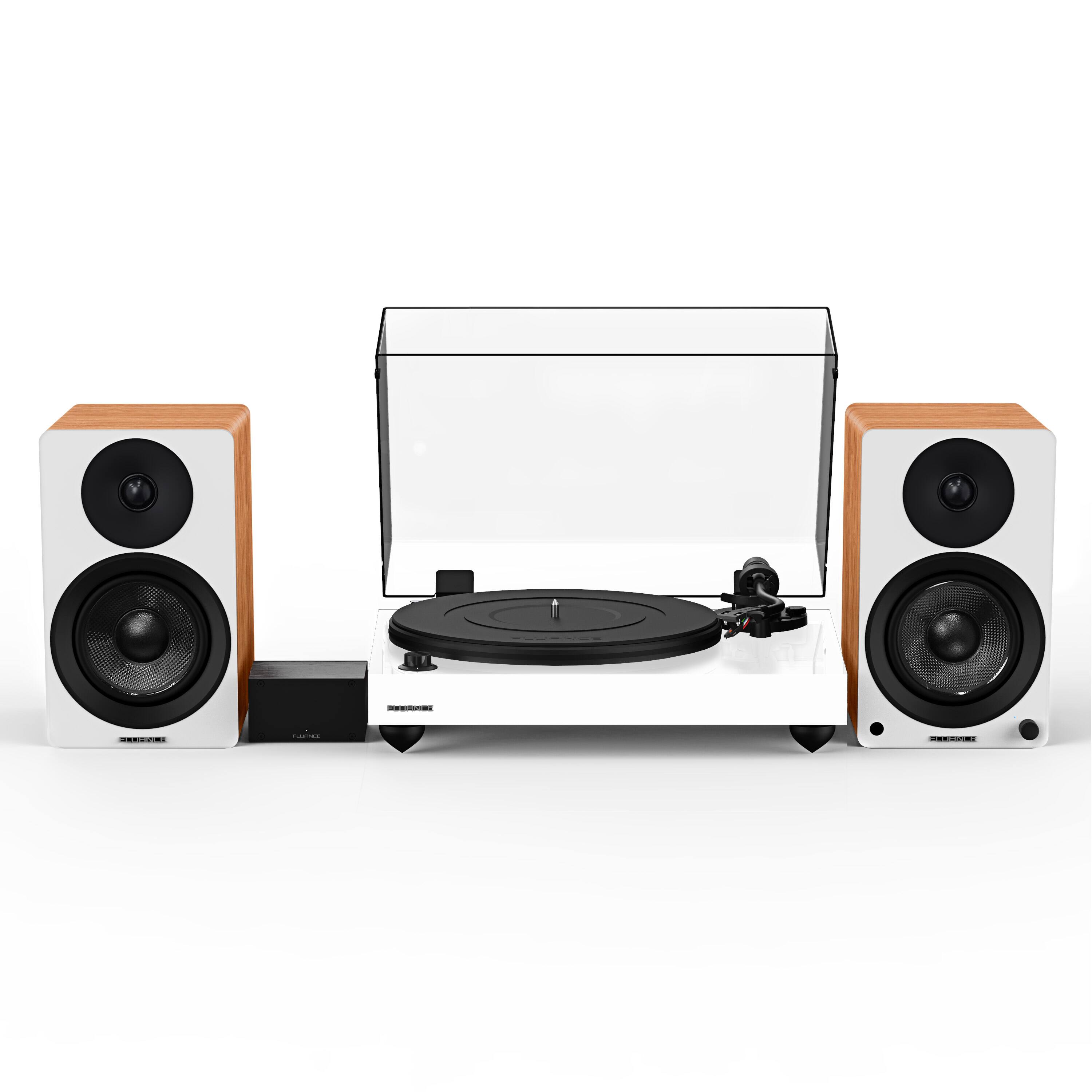 Fluance - RT82 Reference High Fidelity Vinyl Turntable, PA10 Phono Preamp and Ai41 Powered 5" Stereo Bookshelf Speakers - Piano White