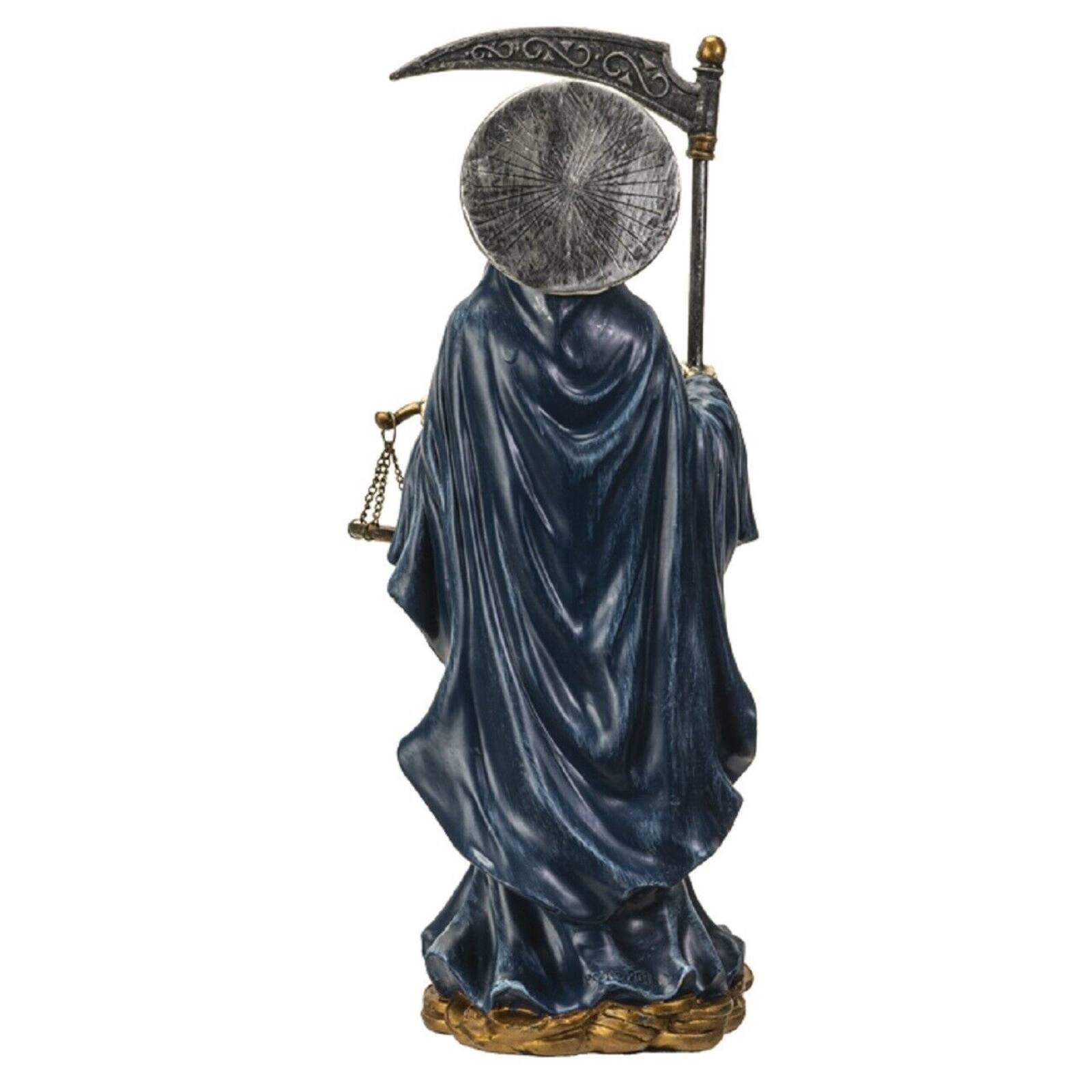 Angle. Pacific Trading - Santa Muerte Blue Gown with Owl Figurine Death 10 Inch.