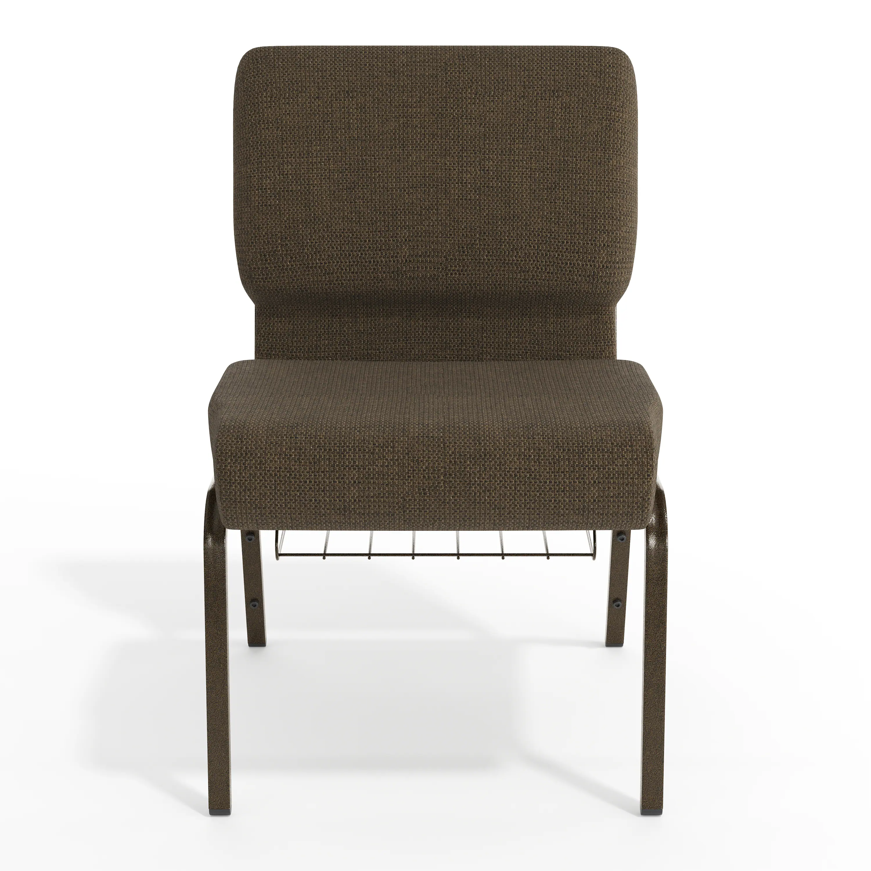 Alt View 9. Emma + Oliver - 21"W Church/Reception Guest Chair with Communion Cup Book Rack - Brown Fabric/Gold Vein Frame.