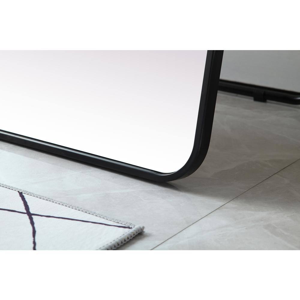 Alt View 3. Elegant Decor - Soft Corner Metal Rectangle Full Length Mirror 30x60 Inch in Black - Black.