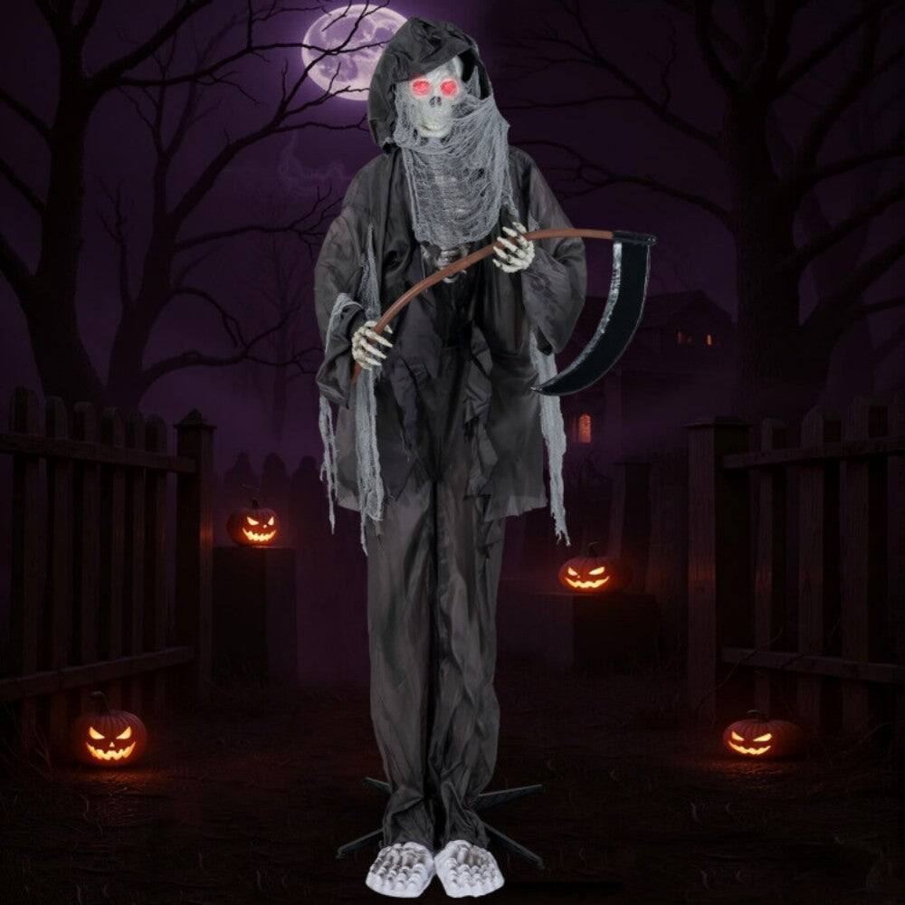 Alt View 1. Boyel Living - 8.5ft Sound Activated Grim Reaper Halloween Prop with Glowing Eyes - Black.