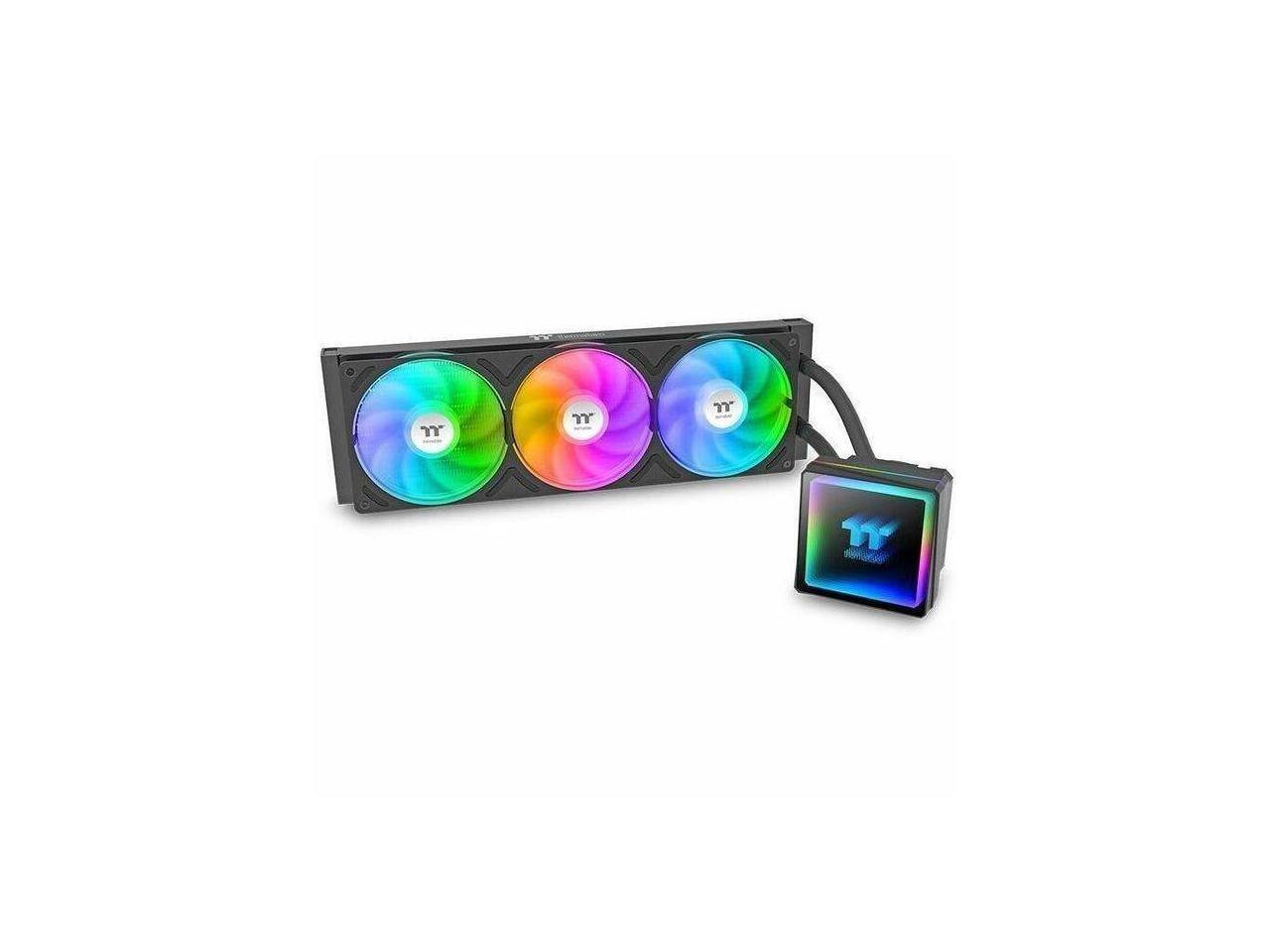 Alt View 1. Thermaltake - Thermaltake TH360 V3 ARGB CPU Cooler, 360mm Radiator, ARGB Fan, Rotatable Pump, Black - Black.