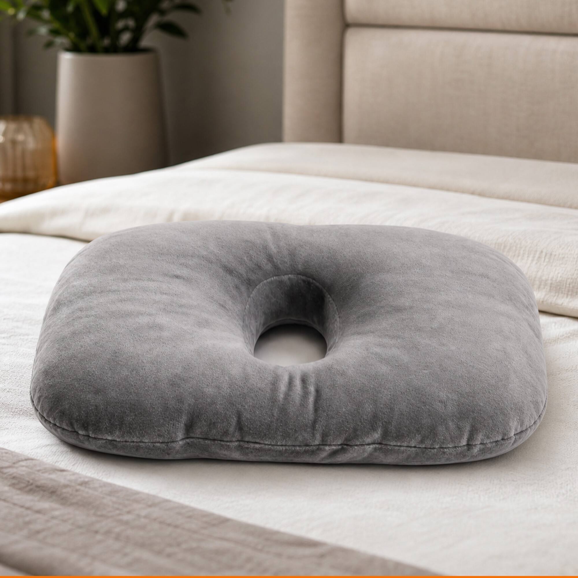 Alt View 4. Cheer Collection - Ear Pillow for Side Sleepers with 3.5-Inch Center Opening, Adjustable Fill, 17.3 x 12.6 in - Gray - Gray.