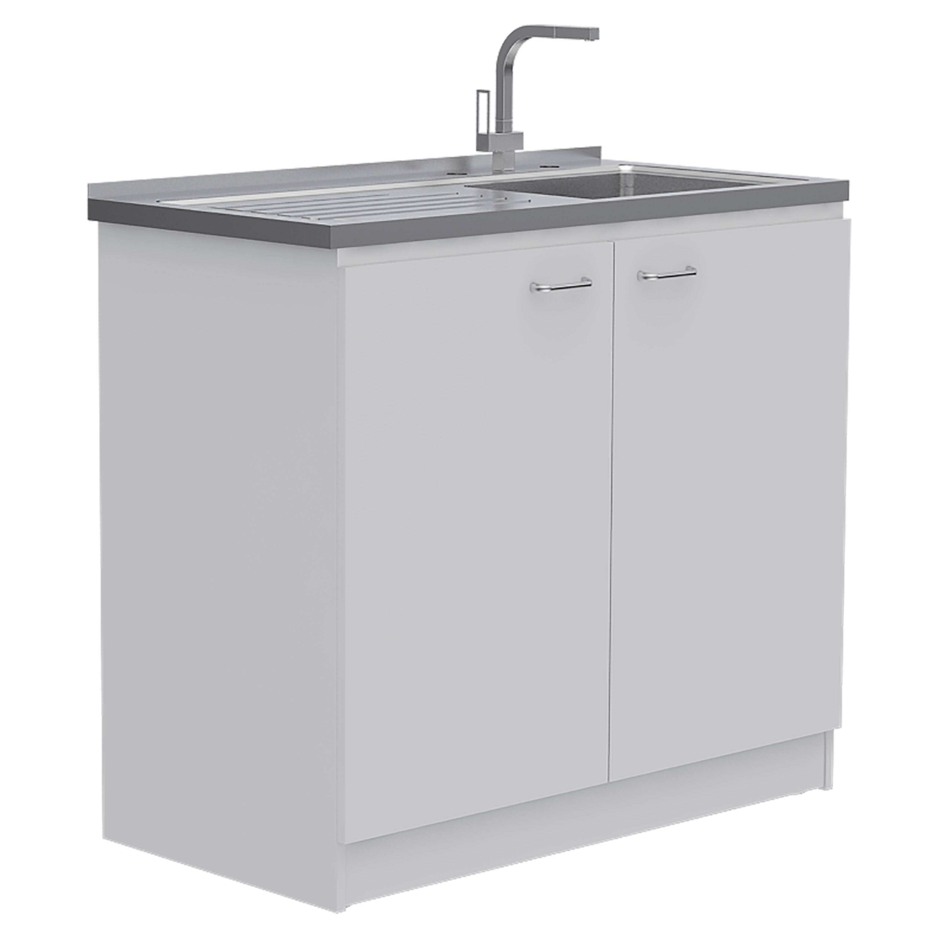 Alt View 1. TuHome - Napoles Utility Sink With Cabinet, Double Door, One Shelf - White.