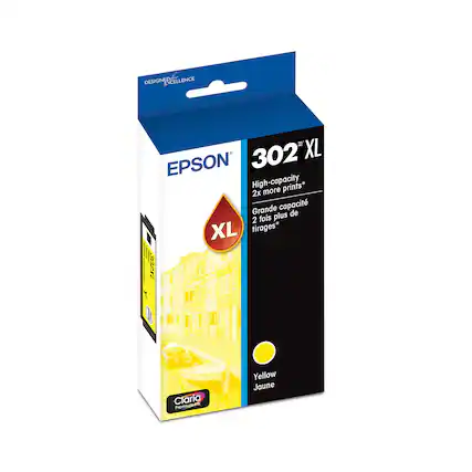 DESIGNED FOR EXCELLENCE
EPSON
302 XL
High-capacity
2x more prints*
Grande capacité
2 fois plus de tirages*
Yellow
Jaune
Claria Premium Ink