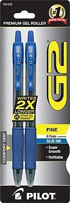 Pilot - G2 Retractable Gel Pens, Fine Point, 2/Pack - Blue Ink