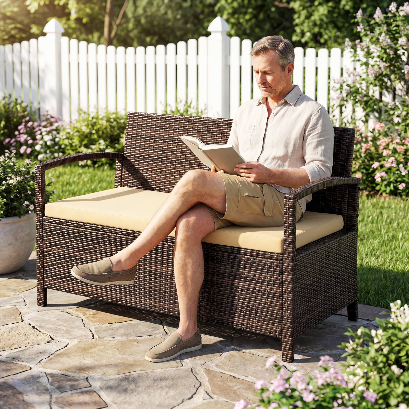 Alt View 1. Gymax - Gymax 42 Gallon Outdoor Deck Box w/ Seating for Garden Tools & Pool Supplies for Front Porch Mix Brown - Brown.