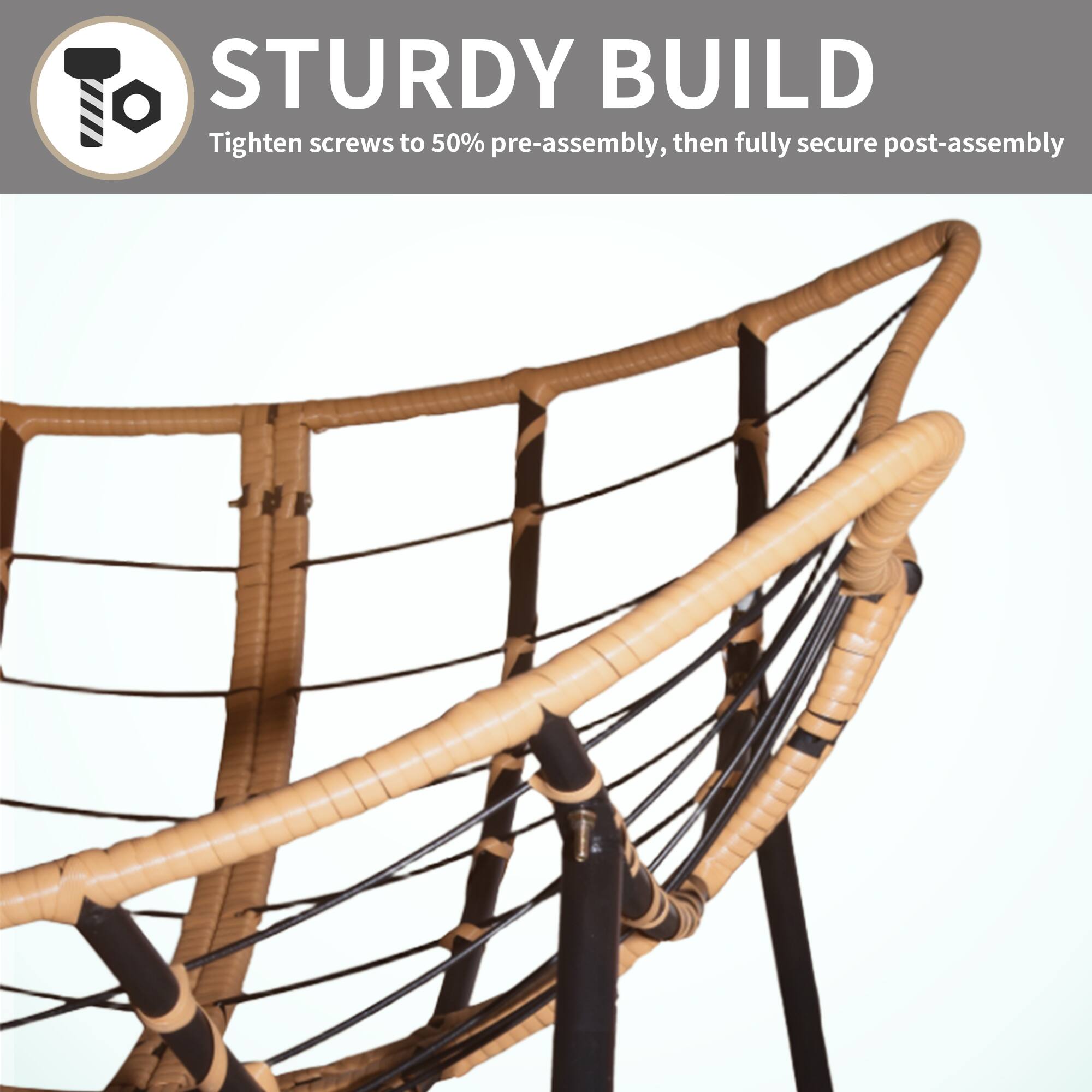 STURDY BUILD  
Tighten screws to 50% pre-assembly, then fully secure post-assembly