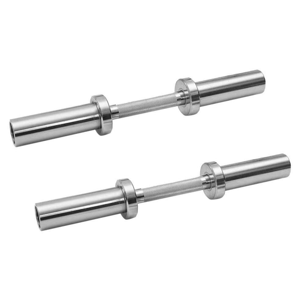 Front. Amber Sporting Goods - Heavy Duty 20" Olympic Dumbbell Handles, Solid Steel Pair for Full-Body Home Workouts - Silver.