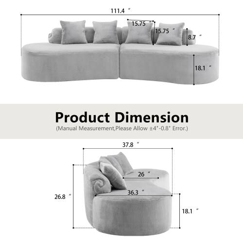 N 111.4 15.75 a 15.75 8.7 - 18.1 a Product Dimension (Manual Measurement, Please Allow 4 -0.8 Error.) N 37.8 26 a N 26.8 36.3 18.1