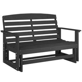 Outsunny - Glider Bench w/ HDPE Slatted Double Rocking Chair - Distressed Black