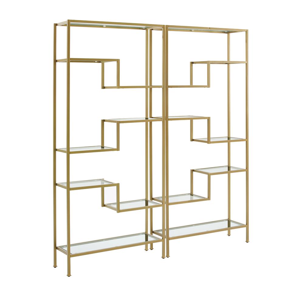 Alt View 2. Crosley Furniture - Sloane 2-Piece Etagere Bookcase Set - 2 Etageres - Gold.