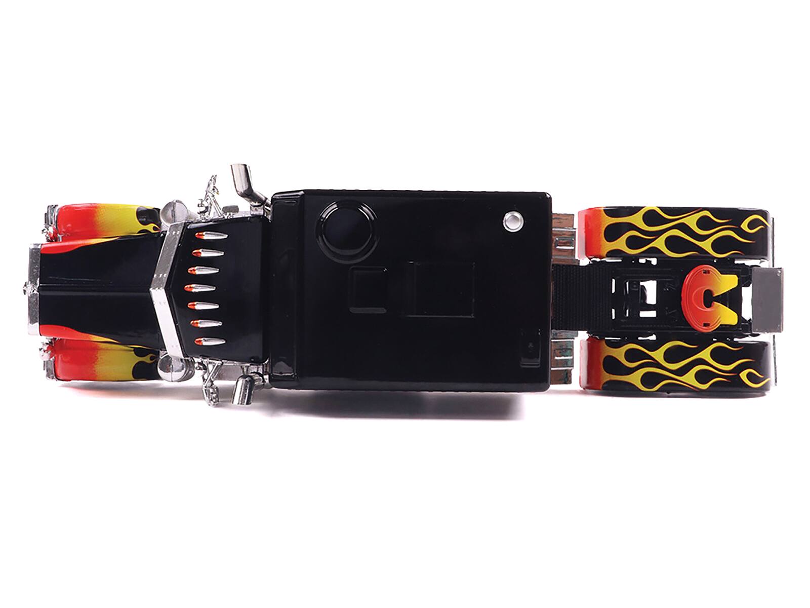 Angle. IXO - 2002 Peterbilt 379 Custom Truck Tractor Black with Flame Graphics 1/43 Diecast Model by IXO Models - Black with Flame Graphics.