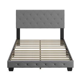 Boyd Sleep - Chloe Upholstered Platform Bed Frame, 14 Slat Wood Support System, Queen - Gray