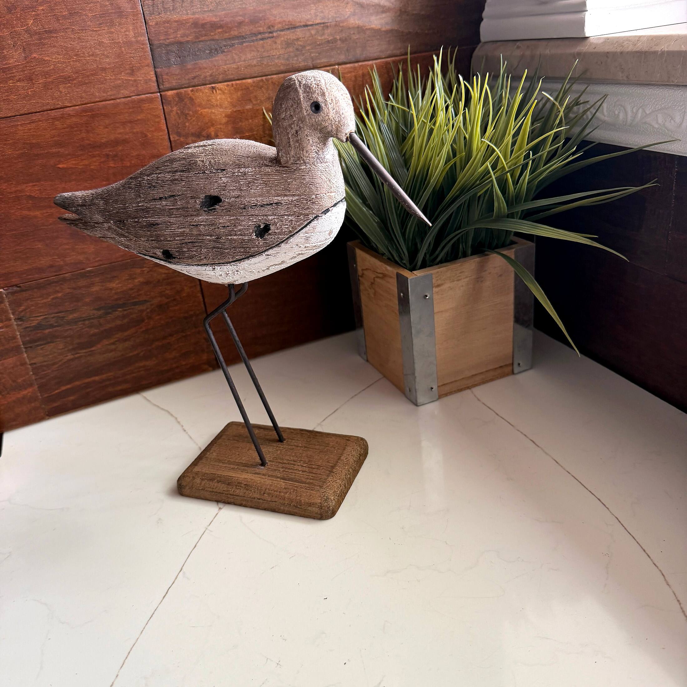 Alt View 5. Things2Die4 - Decorative Sea Bird Figurine Weathered Wood Metal Coastal Statue 10.75 In - Beige.