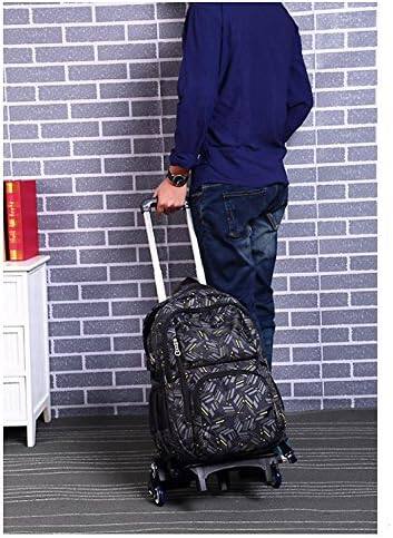 Alt View 6. Live At Space - Rolling Backpack School High-Capacity Trolley Wheels Climbing Stairs - Yellow Stripe.