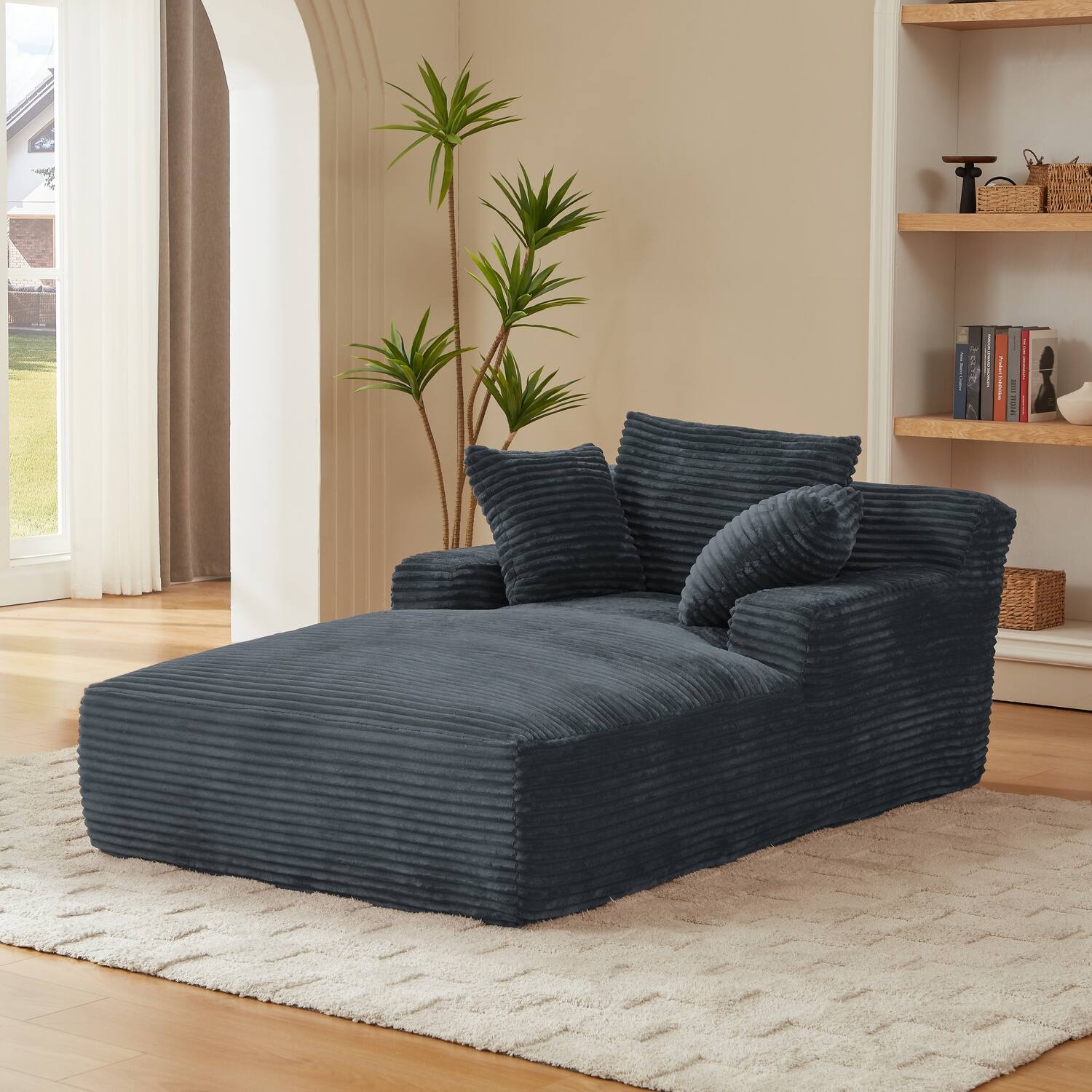 Alt View 1. Chic Crate - Plush Corduroy Cloud Floor Sofa Bed for Living Room - Gray.