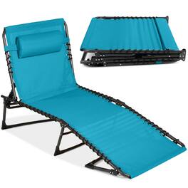 Best Choice Products - Patio Chaise Lounge Chair, Outdoor Portable Adjustable Pool Recliner w/ Pillow - Peacock