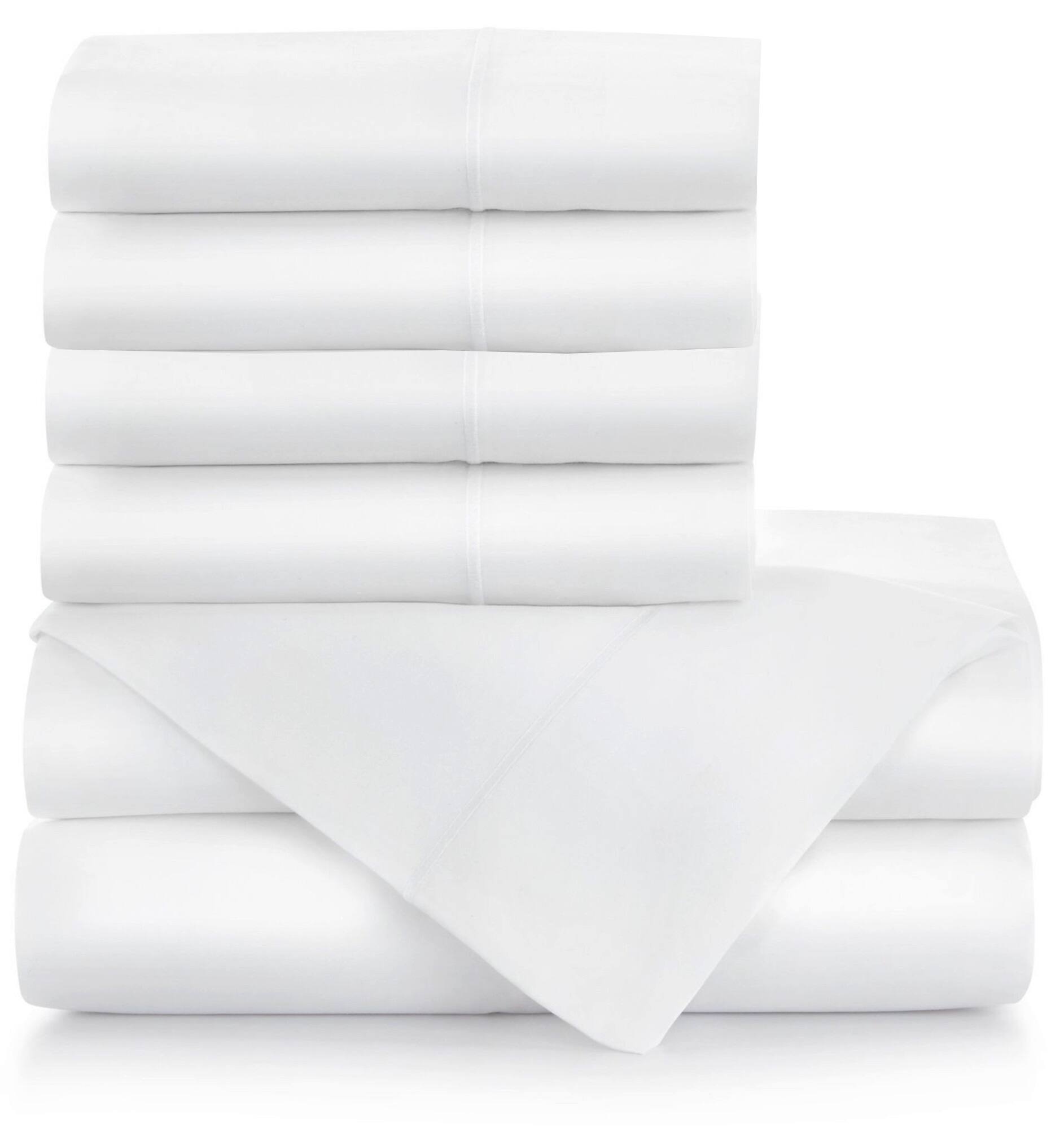 Angle. Bibb Home - Bibb Home 1000TC Egyptian Cotton Rich 6-Piece Sheet Set - White.