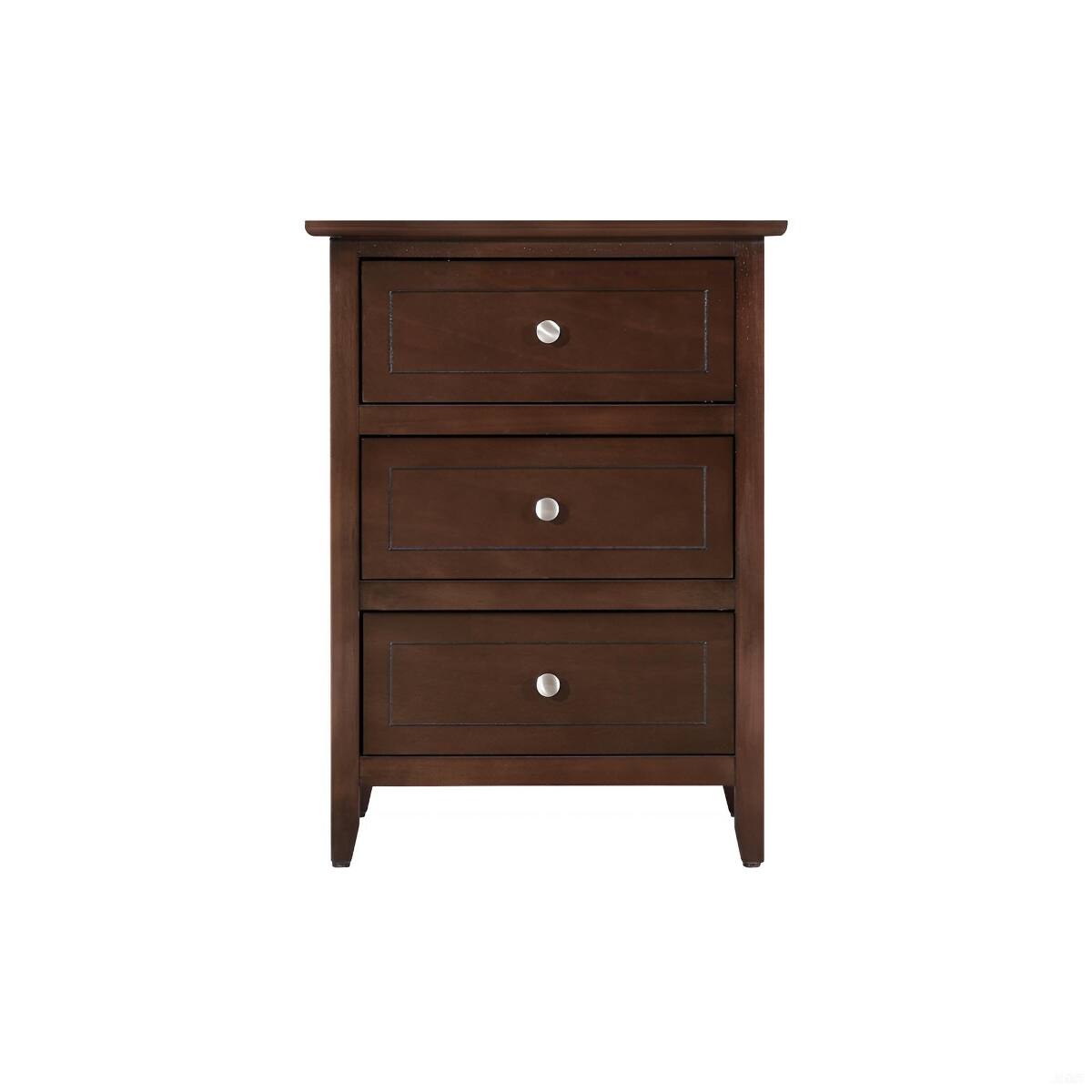 Angle. Loheer - Loheer Cappuccino 3 Drawer Nightstand, Transitional Bedside Storage Table - Cappuccino.