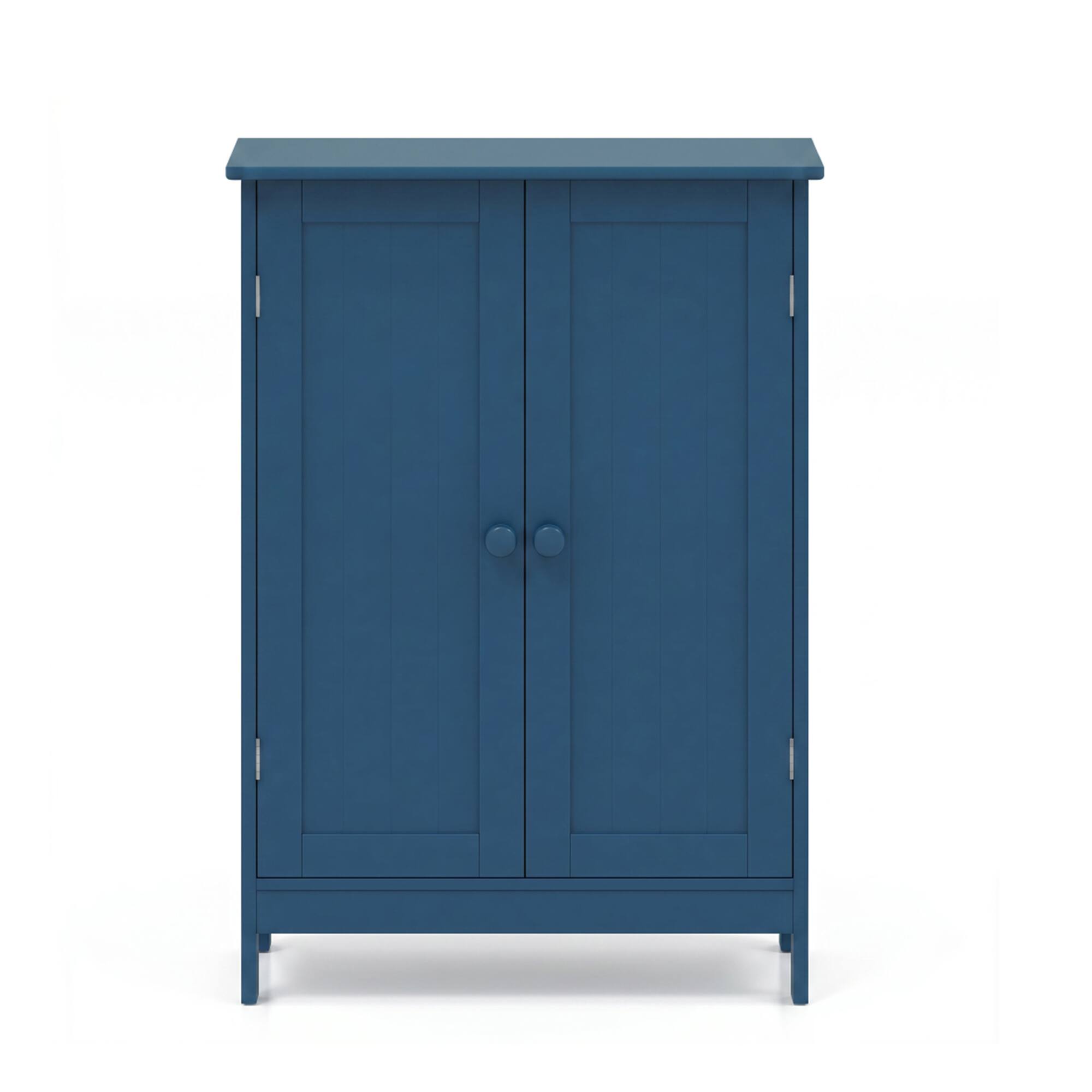 Alt View 9. Costway - Costway Bathroom Cabinet, Wooden Storage Cabinet with 2 Doors & 3-Level Adjustable Shelf - Prussian Blue.