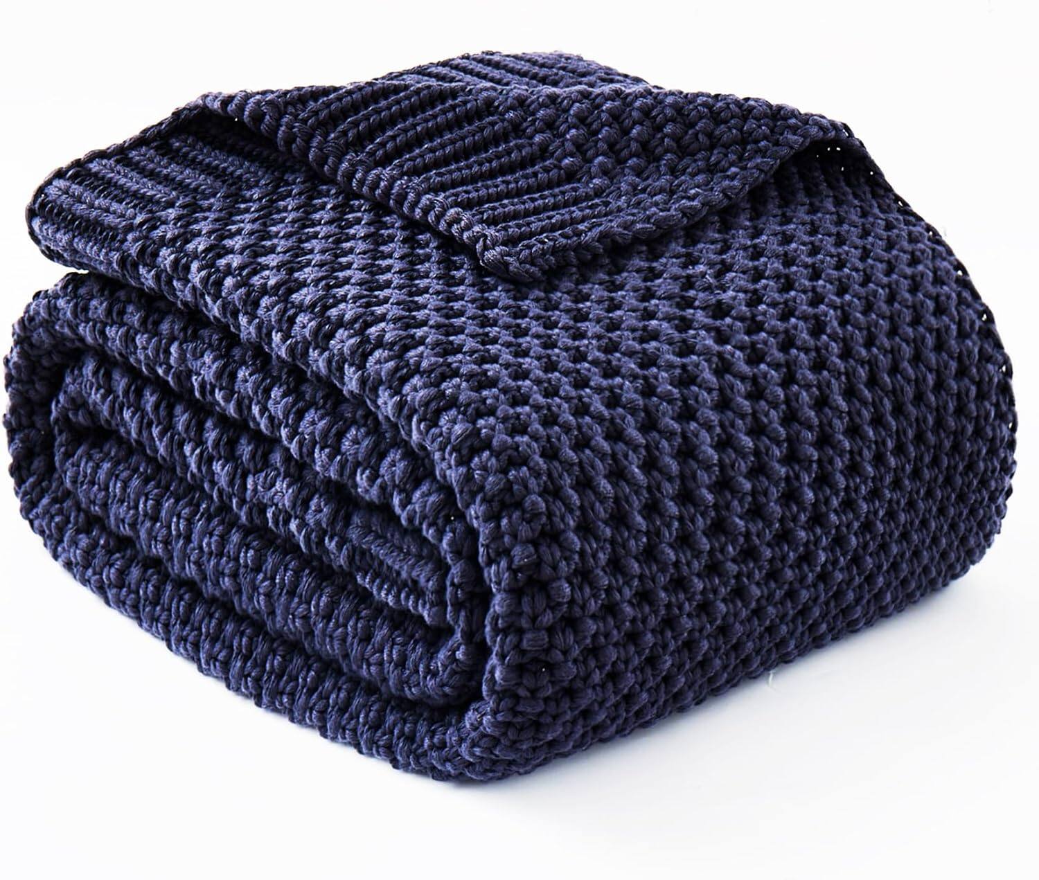 Front. blue - Paaaawaters Weighted Blanket for Adults Queen Size Soft Cooling Heavy Blanket Sleeping, Apply - color:Abyss+size:60"×80"-15lbs.
