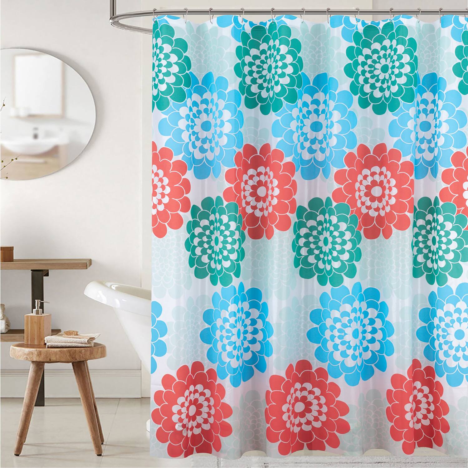 Angle. RT Designers Collection - RT Designers Collection 90GSM Peva Glit Printed Marigold Shower Curtain 70" x 72" Muticolor - Multicolor.