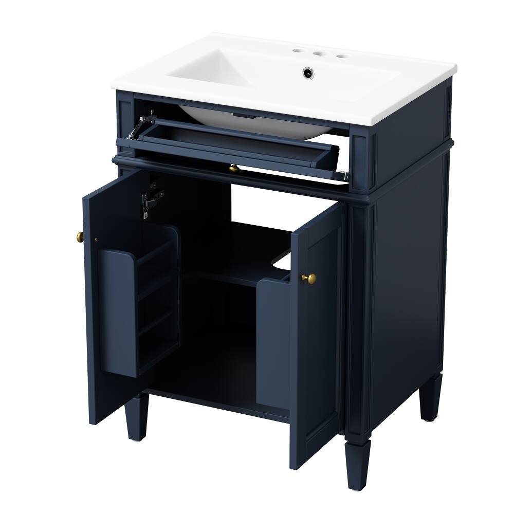 Alt View 9. Loheer - Loheer 24 inch bathroom vanity with sink Blue 2-Door Cabinet - Blue.