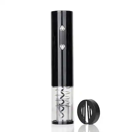 Front. Brentwood - Brentwood Portable Electric Wine Bottle Opener with Foil Cutter in Black - Black.