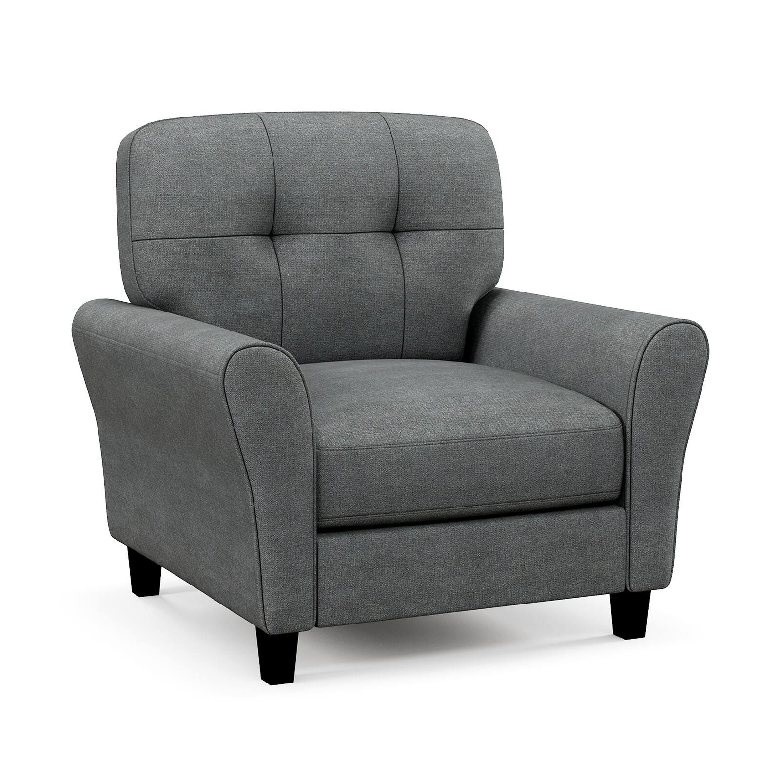 Front. Ecooso - Modern Upholstered Accent Chair with Rubber Wood Legs and Comfortable Cushioned Seat - Gray.