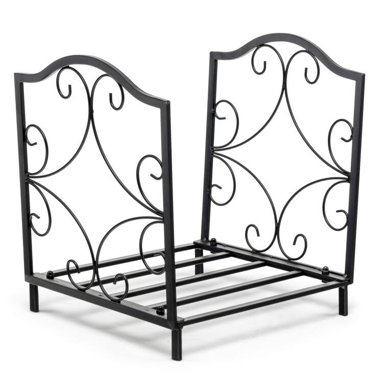 Angle. Mondawe - Heavy-Duty Steel Firewood Log Rack - Black.