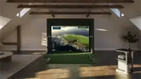 Foresight Sports - Complete Golf Sim Package w/ GCQuad Launch Monitor, 12ft Frame, Projector, Gaming PC, Screen, & Mat - White - Front_Zoom
