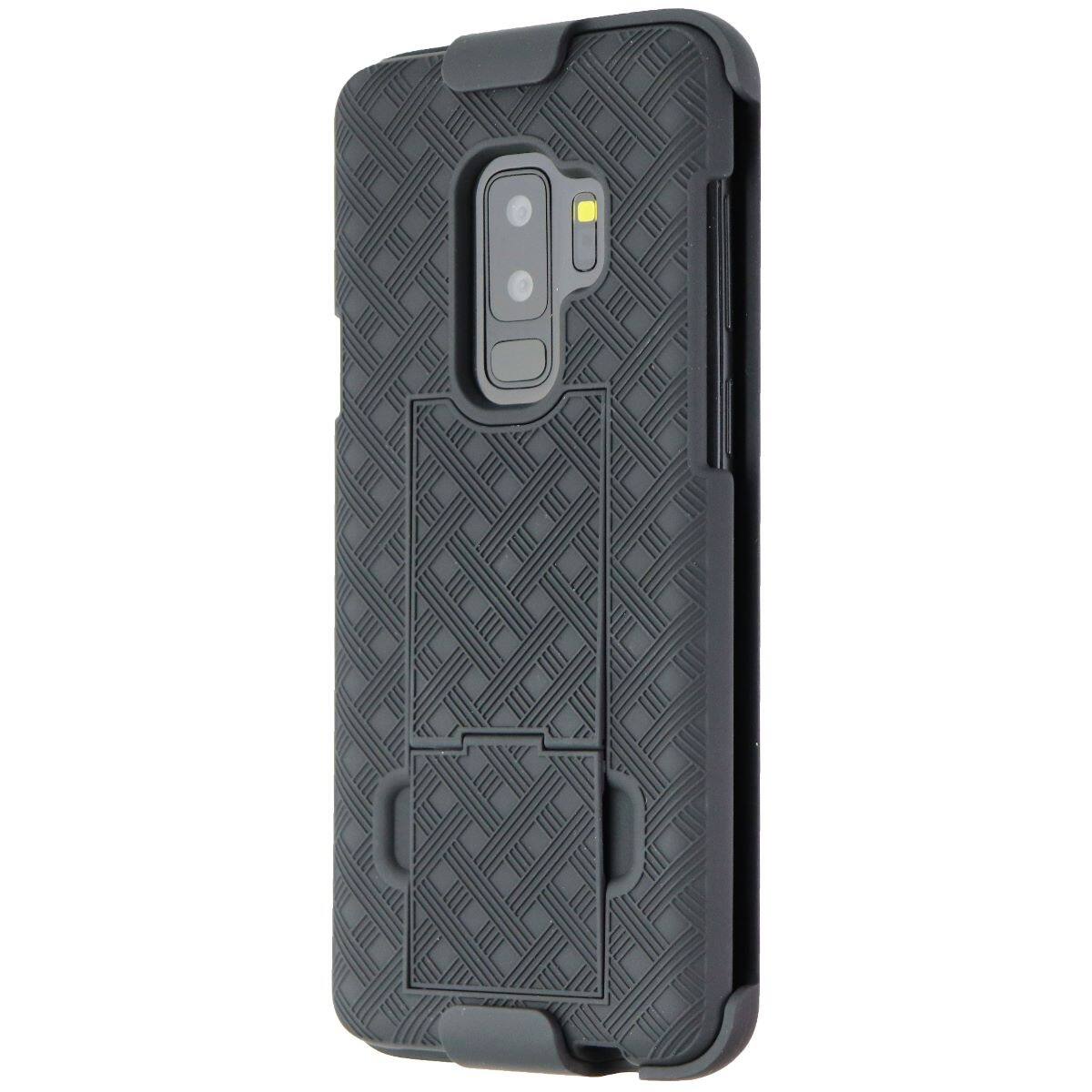 Front. Verizon - Verizon Shell and Holster for Samsung Galaxy S9+ (Plus) - Black - Black.