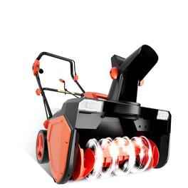Voltask - 23-Inch Electric Snow Blower 15 Amp - 180° Directional Chute & Wheels, Ideal for Driveways - Orange and Black