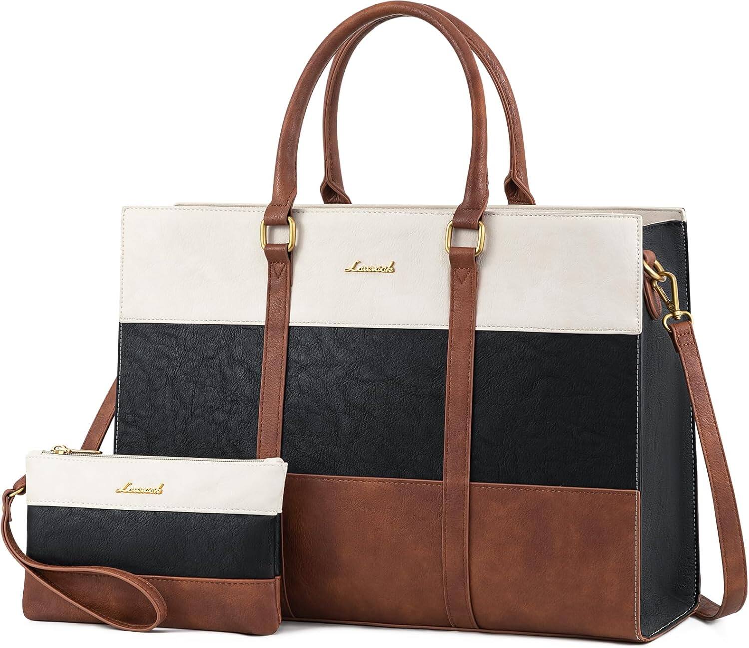 Vulpecula Spade - Laptop Bag for Women, Work Bags for Women, Vintage Leather Laptop Tote Bag, Waterproof Computer Bags - Black - Brown - Beige