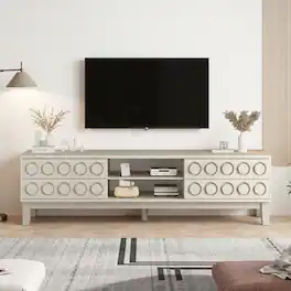 APRILSOUL - TV Stand for TVs up to 75 4 Drawers Media Console Living Room Bedroom - White