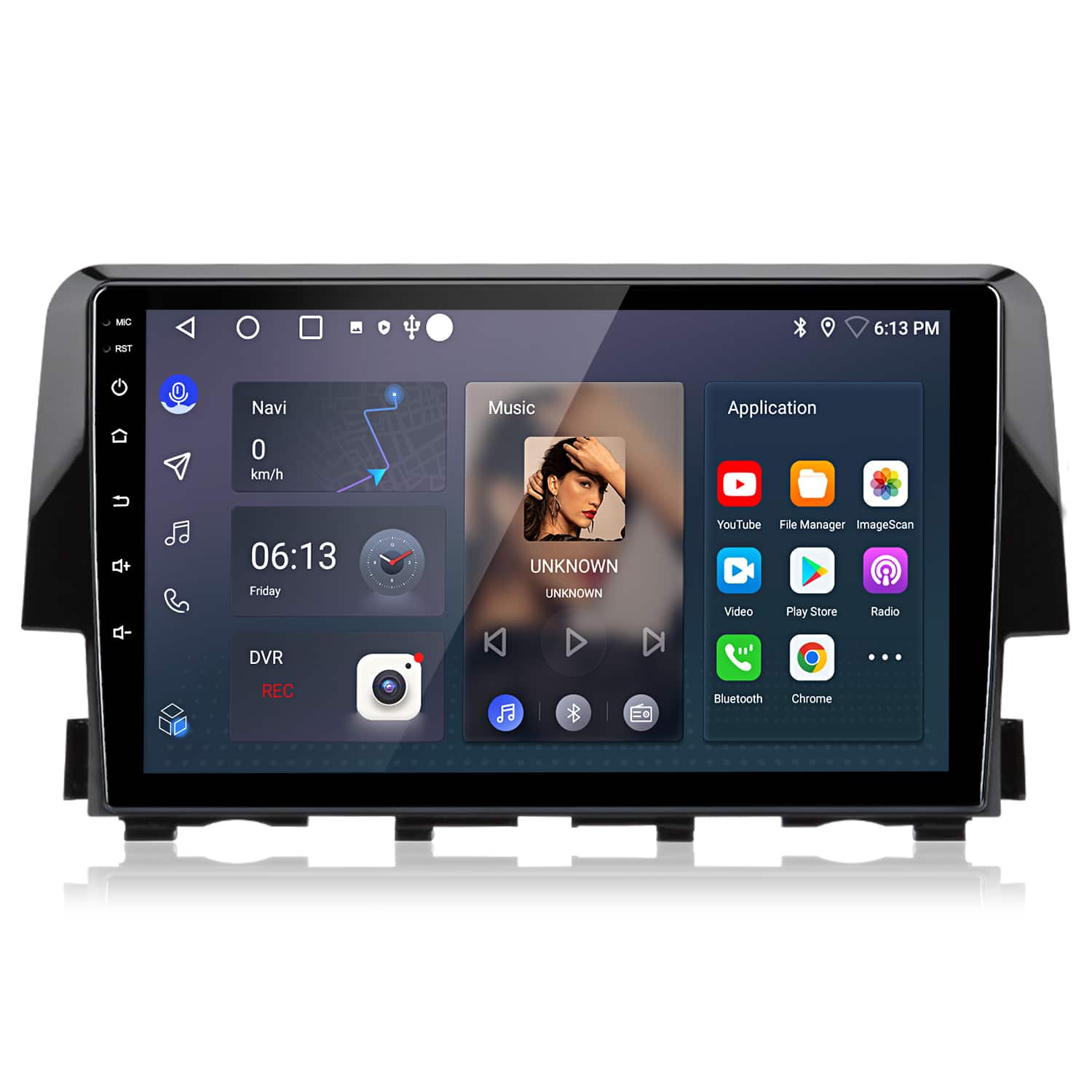 Junsun - 9" carplay Android15 2+64GB For Honda Civic 2016-2020 Car Stereo Radio GPS Navi RDS WIFI SWC DSP BT FM - Black