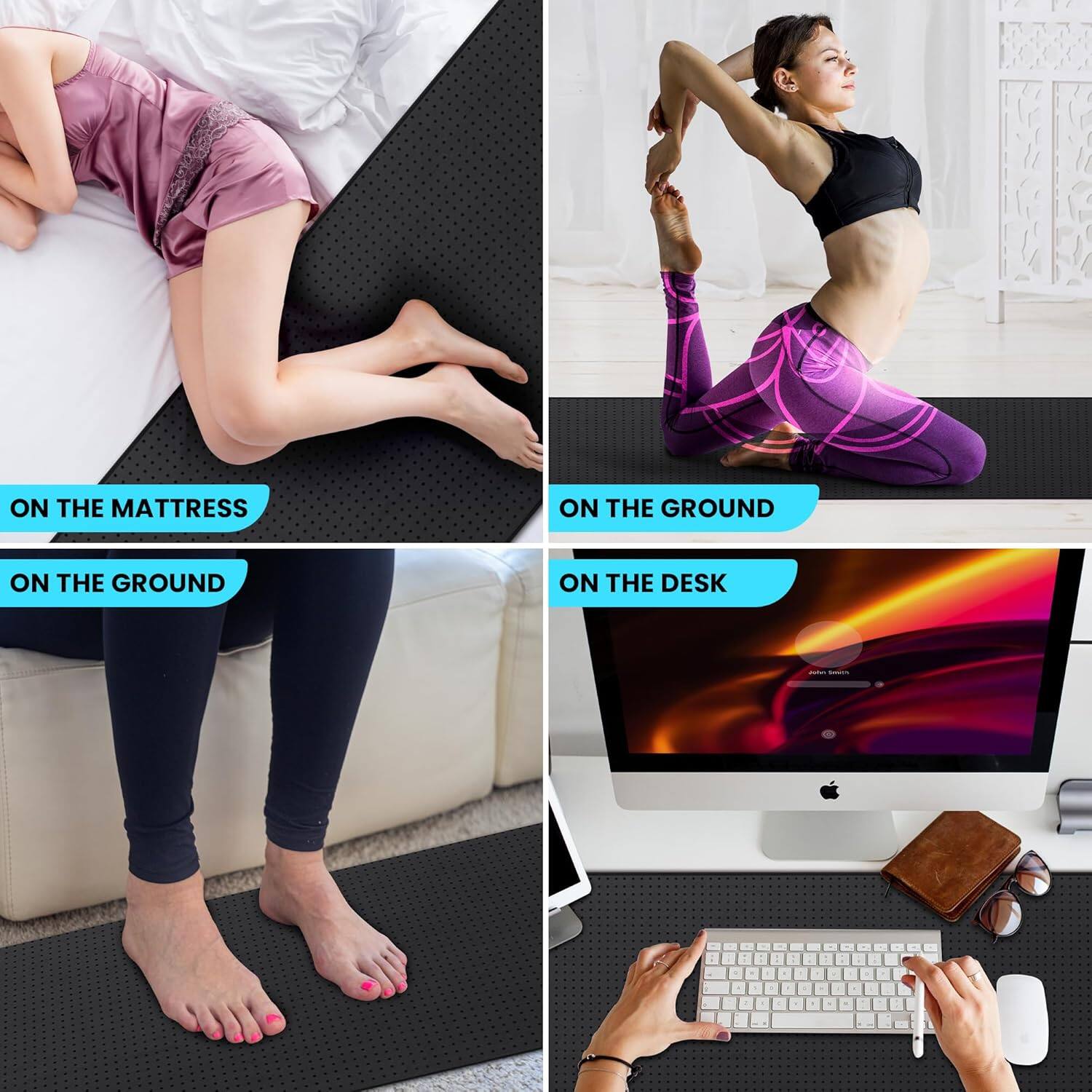 - ON THE MATTRESS
- ON THE GROUND
- ON THE GROUND
- ON THE DESK