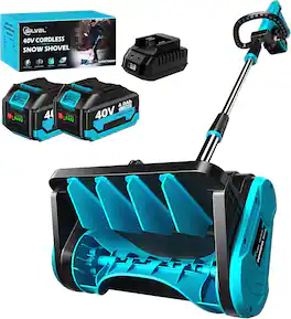 Silvel - 24V Cordless Snow Blower with 4.0Ah Battery & Charger, 13-Inch Wide Clearing, 16.5ft Snow Throw - Blue